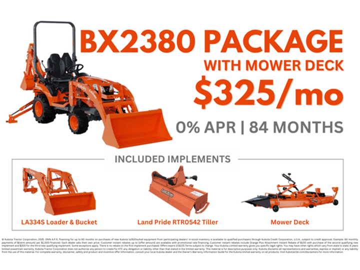 Kubota BX2380 Tractor Package with Mower Deck