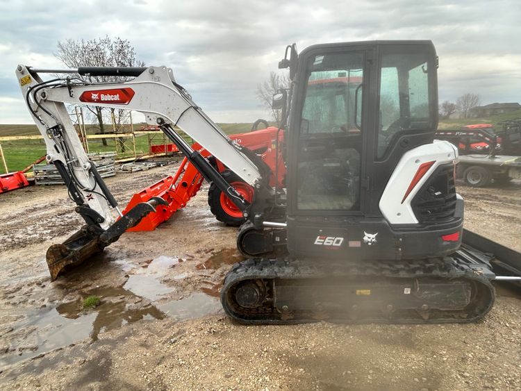 Bobcat E60 Excavator Sittin in Equipment Lot